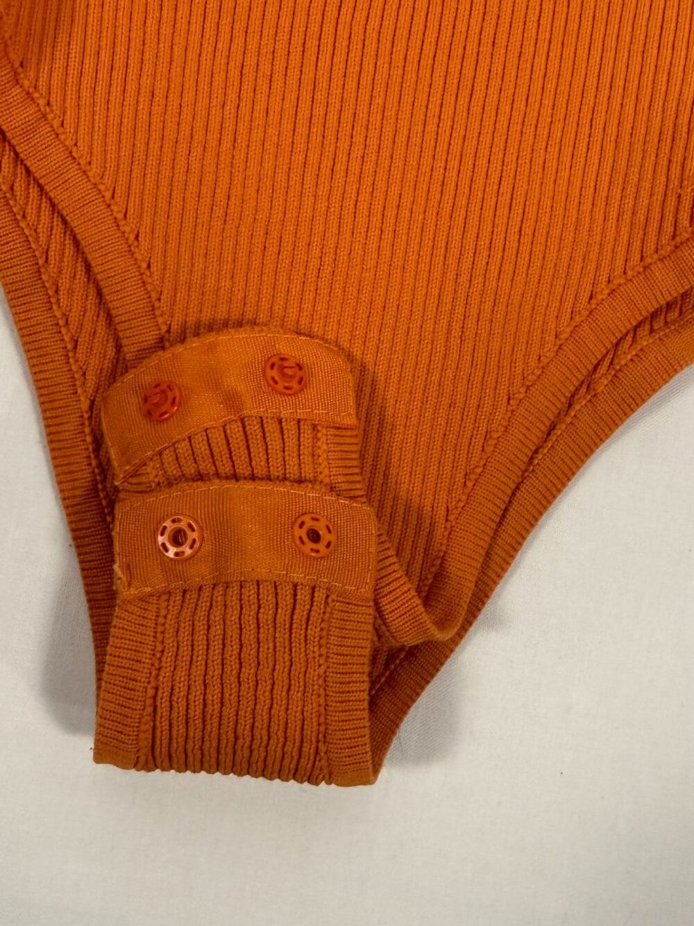 Happily Grey Burnt Orange Ribbed Halter Mock Neck Bodysuit Size S Small - Picture 4 of 9